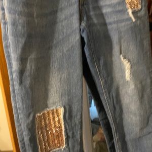 designer VENUS jeans size 6 gold sequin patches!